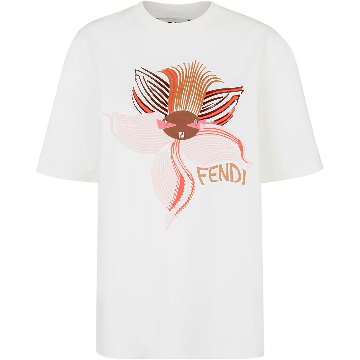 Kaos Pendek FENDI dengan Motif Gambar/Cetak, Cocok untuk Pria dan WanitaF-09